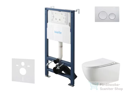 Kielle Genesis New falra szerelhető WC szett, Kielle GAIA rimless WC softclose ülőkével, Gemini New I fényes króm nyomólappal, fehér 30528SS11