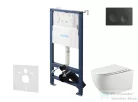 Kielle Genesis New falra szerelhető WC szett, Kielle GAIA rimless WC softclose ülőkével, Gemini New I matt fekete nyomólappal, fehér 30528SS12