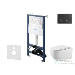   Kielle Genesis New falra szerelhető WC szett, Kielle GAIA rimless WC softclose ülőkével, Gemini New I matt fekete nyomólappal, fehér 30528SS12