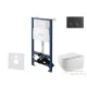 Kielle Genesis New falra szerelhető WC szett, Kielle GAIA rimless WC softclose ülőkével, Gemini New I matt fekete nyomólappal, fehér 30528SS12