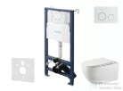 Kielle Genesis New falra szerelhető WC szett, Kielle GAIA rimless WC softclose ülőkével, Gemini New II fényes fehér/króm nyomólappal, fehér 30528SS13