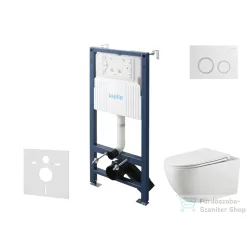   Kielle Genesis New falra szerelhető WC szett, Kielle GAIA rimless WC softclose ülőkével, Gemini New II fényes fehér/króm nyomólappal, fehér 30528SS13