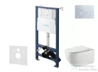 Kielle Genesis New falra szerelhető WC szett, Kielle GAIA rimless WC softclose ülőkével, Gemini New II fényes króm nyomólappal, fehér 30528SS14