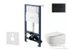 Kielle Genesis New falra szerelhető WC szett, Kielle GAIA rimless WC softclose ülőkével, Gemini New II matt fekete nyomólappal, fehér 30528SS15