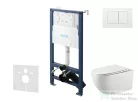 Kielle Genesis New falra szerelhető WC szett, Kielle GAIA rimless WC softclose ülőkével, Gemini New III fényes fehér nyomólappal, fehér 30528SS16
