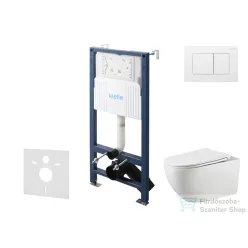   Kielle Genesis New falra szerelhető WC szett, Kielle GAIA rimless WC softclose ülőkével, Gemini New III fényes fehér nyomólappal, fehér 30528SS16