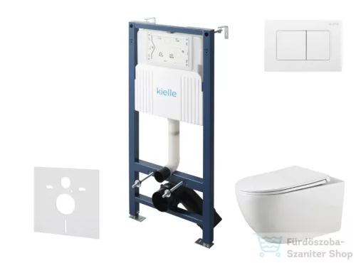 Kielle Genesis New falra szerelhető WC szett, Kielle GAIA rimless WC softclose ülőkével, Gemini New III fényes fehér nyomólappal, fehér 30528SS16