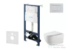 Kielle Genesis New falra szerelhető WC szett, Kielle GAIA rimless WC softclose ülőkével, Gemini New III fényes króm nyomólappal, fehér 30528SS17