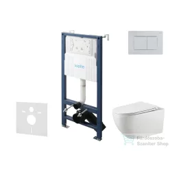   Kielle Genesis New falra szerelhető WC szett, Kielle GAIA rimless WC softclose ülőkével, Gemini New III fényes króm nyomólappal, fehér 30528SS17