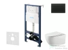 Kielle Genesis New falra szerelhető WC szett, Kielle GAIA rimless WC softclose ülőkével, Gemini New III matt fekete nyomólappal, fehér 30528SS18