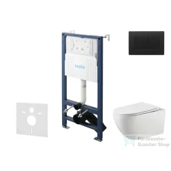   Kielle Genesis New falra szerelhető WC szett, Kielle GAIA rimless WC softclose ülőkével, Gemini New III matt fekete nyomólappal, fehér 30528SS18