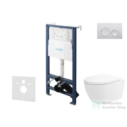  Kielle Genesis New falra szerelhető WC szett, Kielle Oudee vortex rimless+ WC softclose ülőkével, Gemini New I fényes króm nyomólappal, fehér 30528SS20