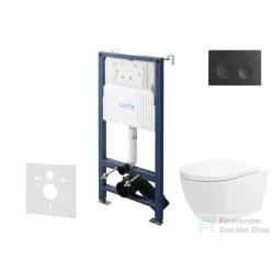   Kielle Genesis New falra szerelhető WC szett, Kielle Oudee vortex rimless+ WC softclose ülőkével, Gemini New I matt fekete nyomólappal, fehér 30528SS21