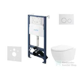   Kielle Genesis New falra szerelhető WC szett, Kielle Oudee vortex rimless+ WC softclose ülőkével, Gemini New II fényes fehér/króm nyomólappal, fehér 30528SS22