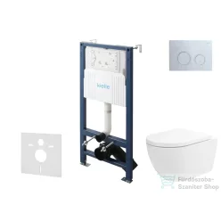   Kielle Genesis New falra szerelhető WC szett, Kielle Oudee vortex rimless+ WC softclose ülőkével, Gemini New II fényes króm nyomólappal, fehér 30528SS23