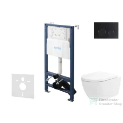   Kielle Genesis New falra szerelhető WC szett, Kielle Oudee vortex rimless+ WC softclose ülőkével, Gemini New II matt fekete nyomólappal, fehér 30528SS24