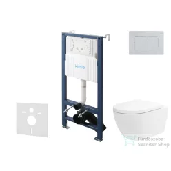   Kielle Genesis New falra szerelhető WC szett, Kielle Oudee vortex rimless+ WC softclose ülőkével, Gemini New III fényes króm nyomólappal, fehér 30528SS26