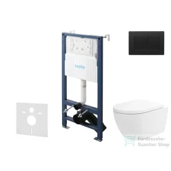   Kielle Genesis New falra szerelhető WC szett, Kielle Oudee vortex rimless+ WC softclose ülőkével, Gemini New III matt fekete nyomólappal, fehér 30528SS27