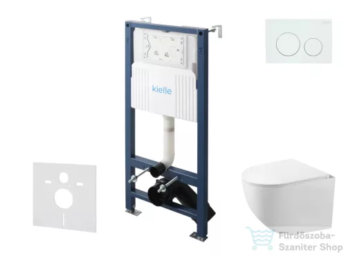 Kielle Genesis New falra szerelhető WC szett, Kielle GAIA rimless WC softclose ülőkével, Gemini New I fényes fehér nyomólappal, fehér 30528SS82