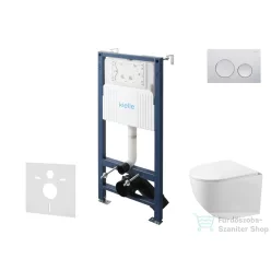   Kielle Genesis New falra szerelhető WC szett, Kielle GAIA rimless WC softclose ülőkével, Gemini New I fényes króm nyomólappal, fehér 30528SS83