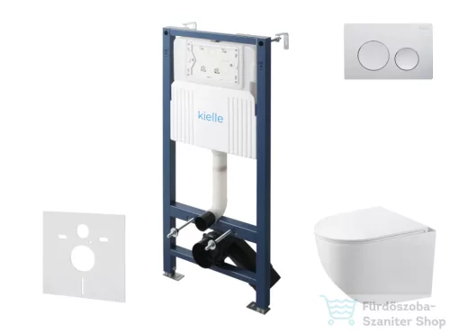 Kielle Genesis New falra szerelhető WC szett, Kielle GAIA rimless WC softclose ülőkével, Gemini New I fényes króm nyomólappal, fehér 30528SS83
