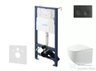 Kielle Genesis New falra szerelhető WC szett, Kielle GAIA rimless WC softclose ülőkével, Gemini New I matt fekete nyomólappal, fehér 30528SS84