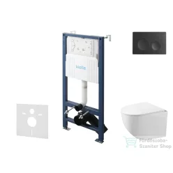   Kielle Genesis New falra szerelhető WC szett, Kielle GAIA rimless WC softclose ülőkével, Gemini New I matt fekete nyomólappal, fehér 30528SS84