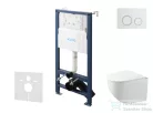 Kielle Genesis New falra szerelhető WC szett, Kielle GAIA rimless WC softclose ülőkével, Gemini New II fényes fehér/króm nyomólappal, fehér 30528SS85