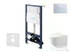 Kielle Genesis New falra szerelhető WC szett, Kielle GAIA rimless WC softclose ülőkével, Gemini New II fényes króm nyomólappal, fehér 30528SS86