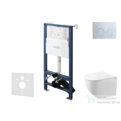   Kielle Genesis New falra szerelhető WC szett, Kielle GAIA rimless WC softclose ülőkével, Gemini New II fényes króm nyomólappal, fehér 30528SS86