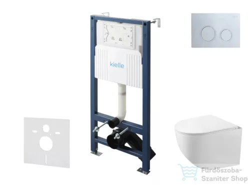 Kielle Genesis New falra szerelhető WC szett, Kielle GAIA rimless WC softclose ülőkével, Gemini New II fényes króm nyomólappal, fehér 30528SS86