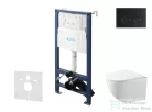 Kielle Genesis New falra szerelhető WC szett, Kielle GAIA rimless WC softclose ülőkével, Gemini New II matt fekete nyomólappal, fehér 30528SS87