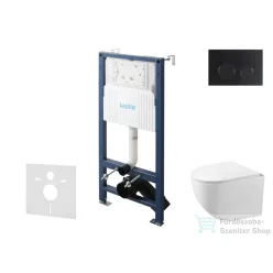  Kielle Genesis New falra szerelhető WC szett, Kielle GAIA rimless WC softclose ülőkével, Gemini New II matt fekete nyomólappal, fehér 30528SS87