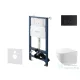 Kielle Genesis New falra szerelhető WC szett, Kielle GAIA rimless WC softclose ülőkével, Gemini New II matt fekete nyomólappal, fehér 30528SS87