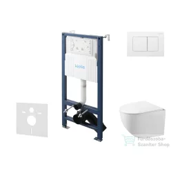   Kielle Genesis New falra szerelhető WC szett, Kielle GAIA rimless WC softclose ülőkével, Gemini New III fényes fehér nyomólappal, fehér 30528SS88