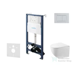   Kielle Genesis New falra szerelhető WC szett, Kielle GAIA rimless WC softclose ülőkével, Gemini New III fényes króm nyomólappal, fehér 30528SS89