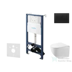   Kielle Genesis New falra szerelhető WC szett, Kielle GAIA rimless WC softclose ülőkével, Gemini New III matt fekete nyomólappal, fehér 30528SS90
