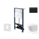 Kielle Genesis New falra szerelhető WC szett, Kielle GAIA rimless WC softclose ülőkével, Gemini New III matt fekete nyomólappal, fehér 30528SS90