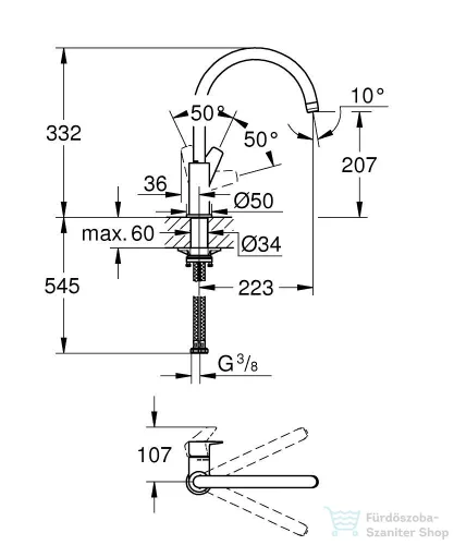 Grohe Quickfix START EDGE 1 funkciós mosogató csaptelep,króm 30529001