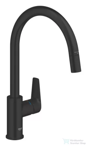 Grohe QuickFix START Edge kihúzható fejes, 1 funkciós mosogató csaptelep, matt fekete 305502430