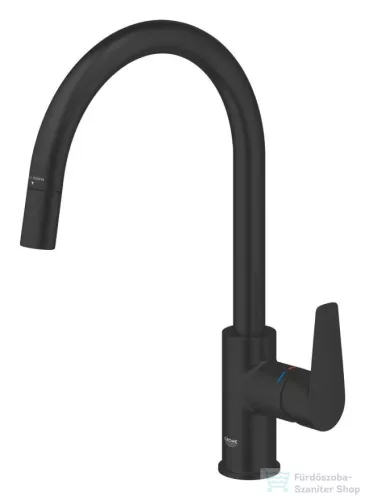 Grohe QuickFix START Edge kihúzható fejes, 1 funkciós mosogató csaptelep, matt fekete 305502430