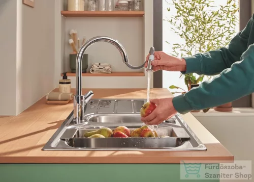 Grohe QuickFix START Edge kihúzható fejes, 1 funkciós mosogató csaptelep, matt fekete 305502430