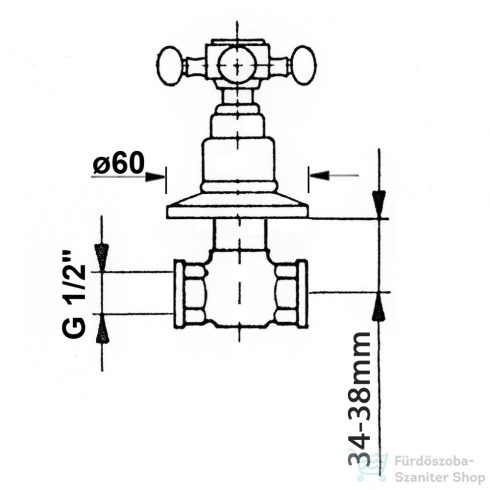 Sapho REITANO ANTEA falba süllyesztett elzáró szelep, meleg, 1/2", arany (3055H)