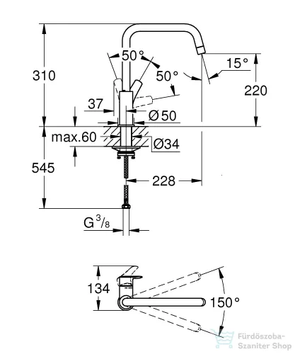 Grohe EUROSMART mosogató csaptelep,Króm 30567000
