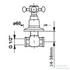 Sapho REITANO ANTEA falba süllyesztett elzáró szelep, meleg, 1/2", bronz (3056H)
