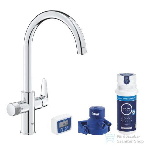 Grohe BLUE Pure StartCurve mosogató csaptelep kezdőkészlet aktív-szénszűrővel,króm 30593000