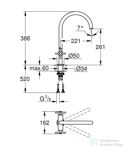 Grohe ATRIO álló mosogató csaptelep,Króm 30609000