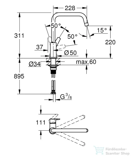 Grohe Quickfix START 1 funkciós ablak elé szerelhető mosogató csaptelep,króm 30630000
