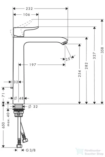 Hansgrohe METRIS magasított mosdócsaptelep króm 31082000
