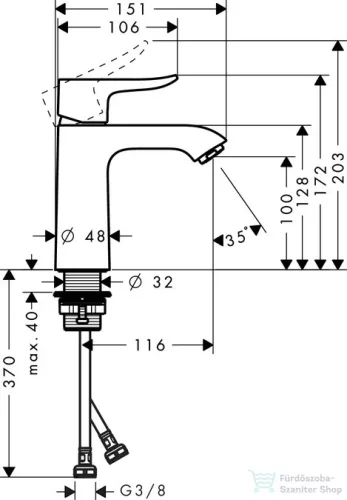 Hansgrohe METRIS egykaros mosdó csaptelep 110 DN15, leeresztő nélkül, króm 31084000